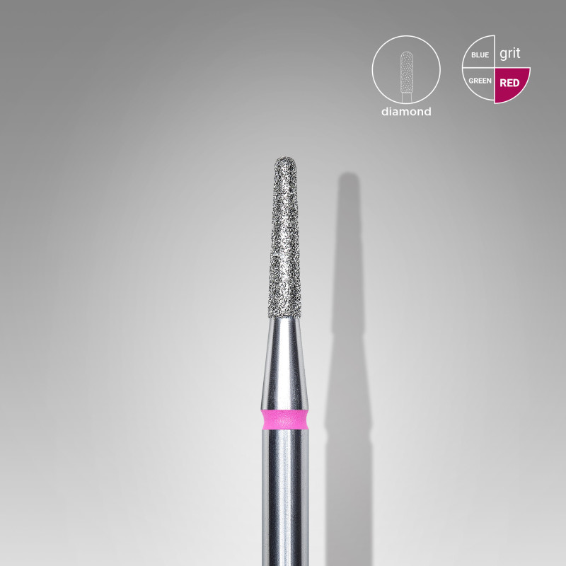 Diamond nail drill bit, “frustum”, red, head diameter 1.8 mm/ working part 8 mm