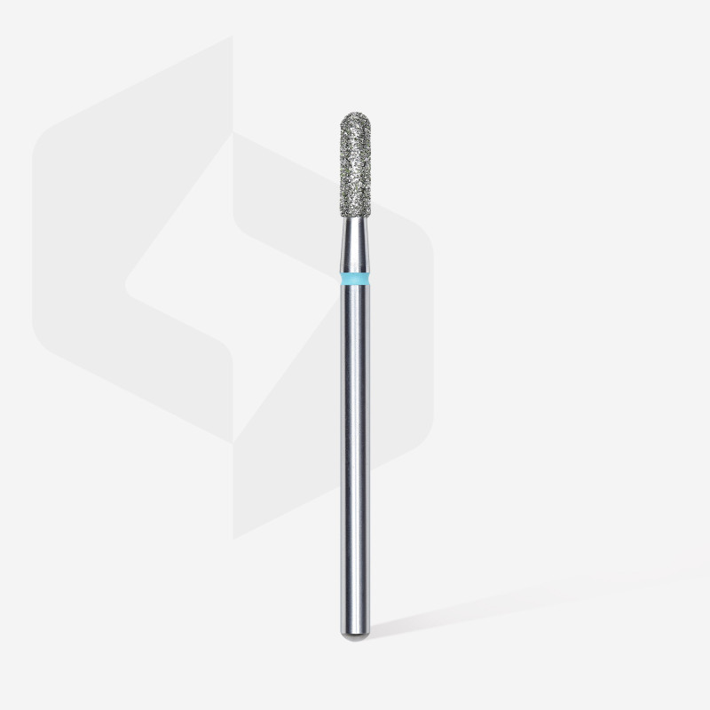 Diamond nail drill bit Staleks, rounded “cylinder”, blue, head diameter 2.3 mm/ working part 8 mm