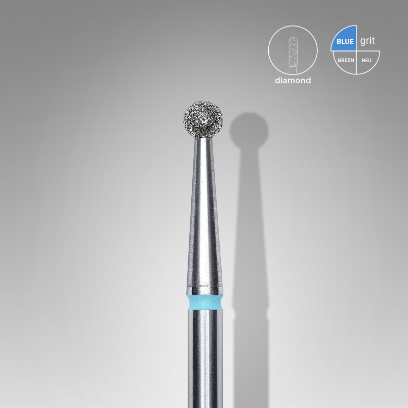 Diamond nail drill bit Staleks, “ball”, blue, head diameter 2.5 mm