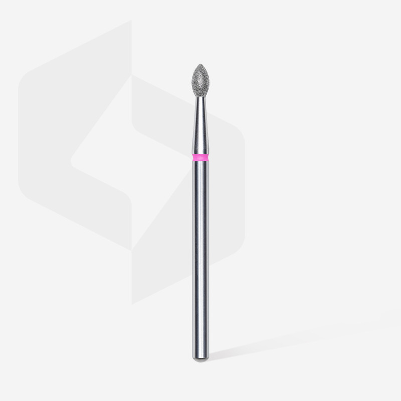 Diamond nail drill bit, pointed “bud” , red, head diameter 2.5 mm/ working part 4.5 mm