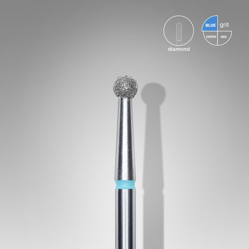 Diamond nail drill bit, “ball”, blue, head diameter 2.7 mm