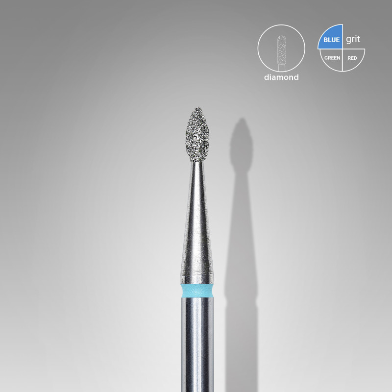 Diamond nail drill bit Staleks, “drop” , blue, head diameter 1.6 mm/ working part 4 mm