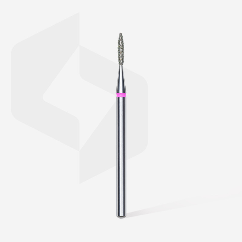 Diamond nail drill bit, “flame” , red, diameter 1.6 mm/ working part 8 mm Staleks