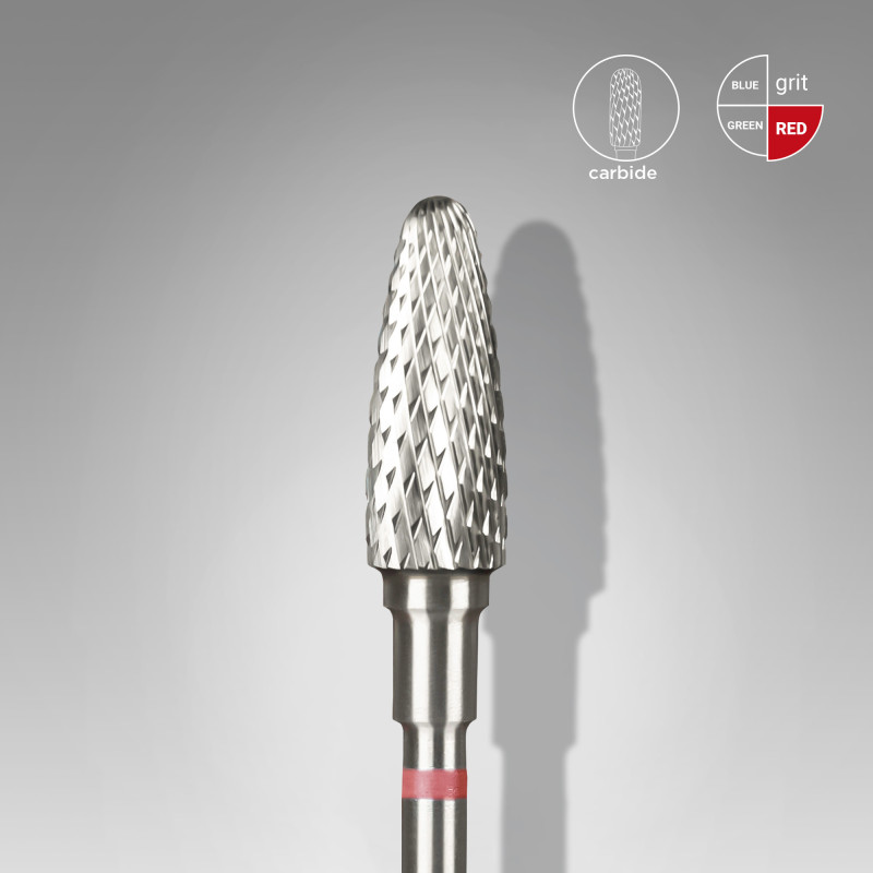 Carbide nail drill bit, “corn”, red, head diameter 5 mm/ working part 13 mm