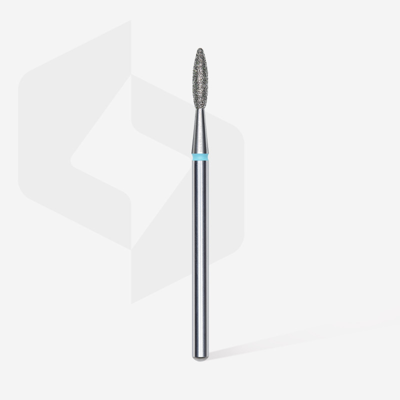 Diamond nail drill bit, “flame”, blue, head diameter 2.1 mm/ working part 8 mm