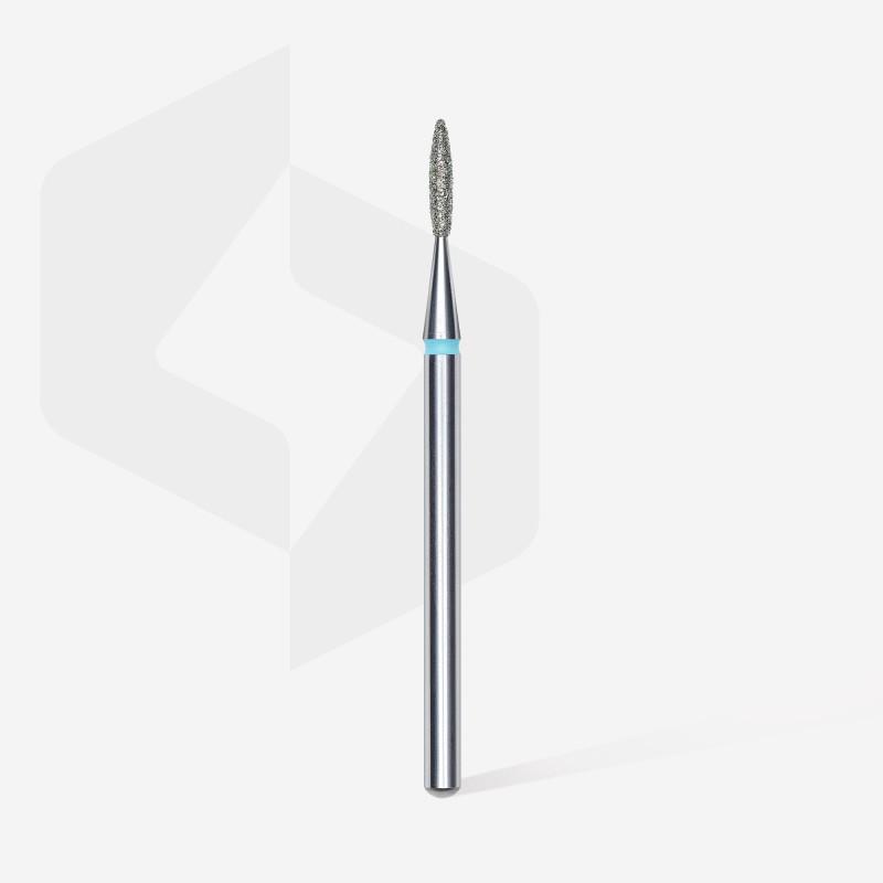Diamond nail drill bit, “flame”, blue, head diameter 1.6 mm/ working part 8 mm