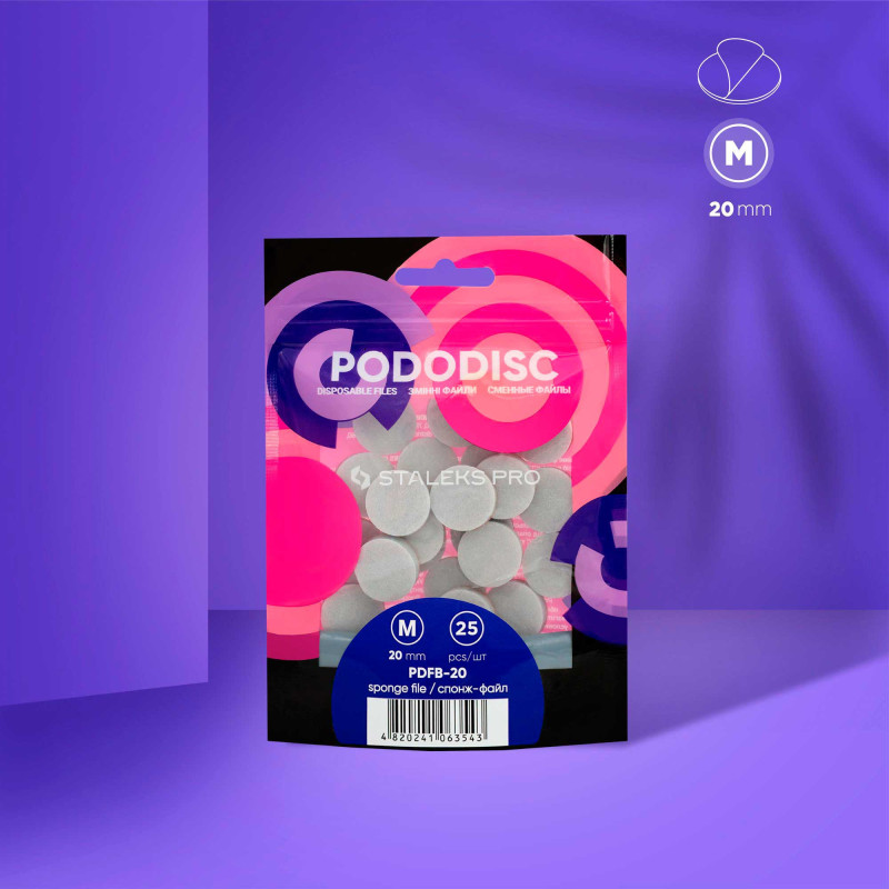 Disposable files-sponges for pedicure disc Pododisc Staleks Pro M - 20 mm (25 pcs) [PDFB-20]