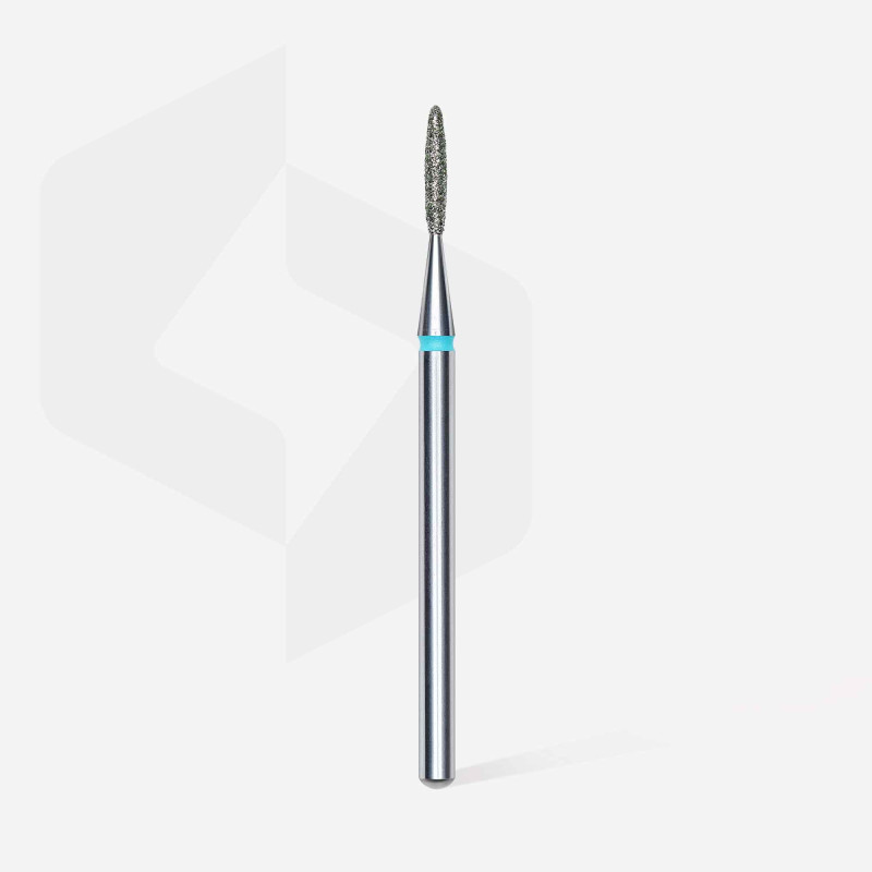 Diamond nail drill bit, “flame”, blue, head diameter 1.4 mm/ working part 8 mm