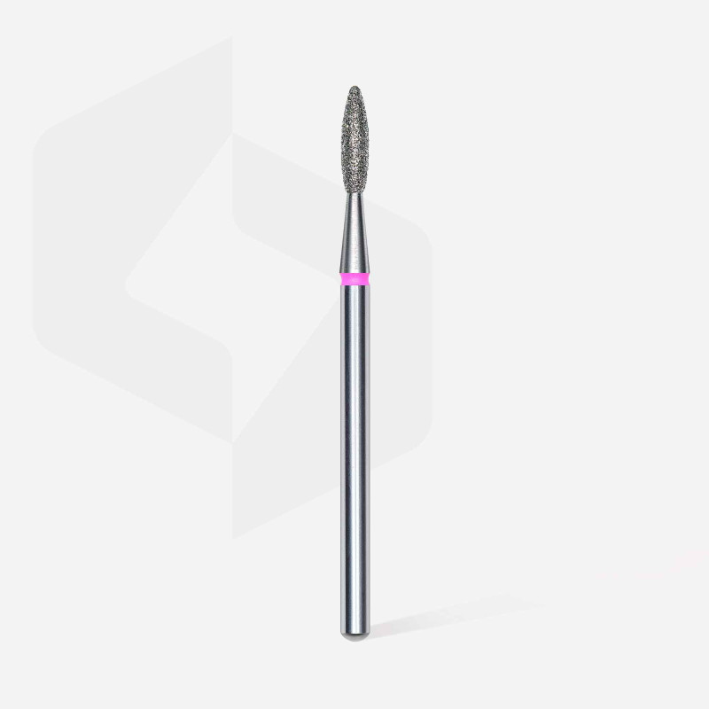 Diamond nail drill bit, “flame” , red, diameter 2.1 mm/ working part 8 mm Staleks