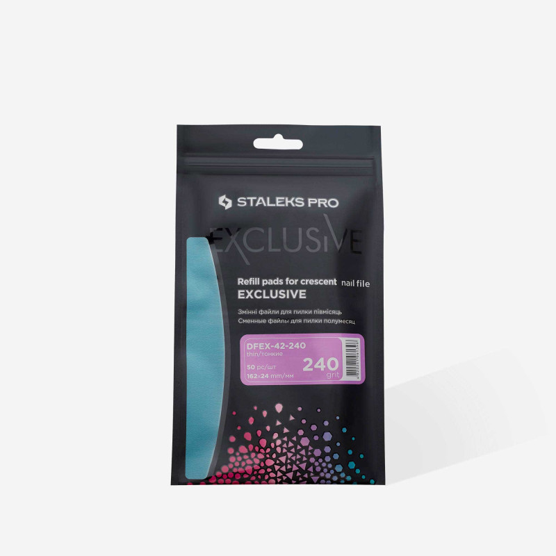 Сменные файлы для пилки полумесяц Staleks Pro Exclusive 42, 240 грит (50 шт)