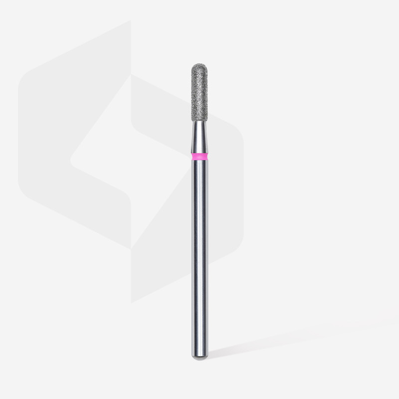Diamond nail drill bit Staleks, rounded “cylinder”, red, head diameter 2.3 mm/ working part 8 mm
