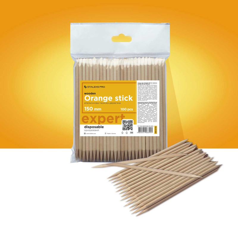 Orange stick STALEKS PRO for manicure, wooden 150 mm (10 pcs)