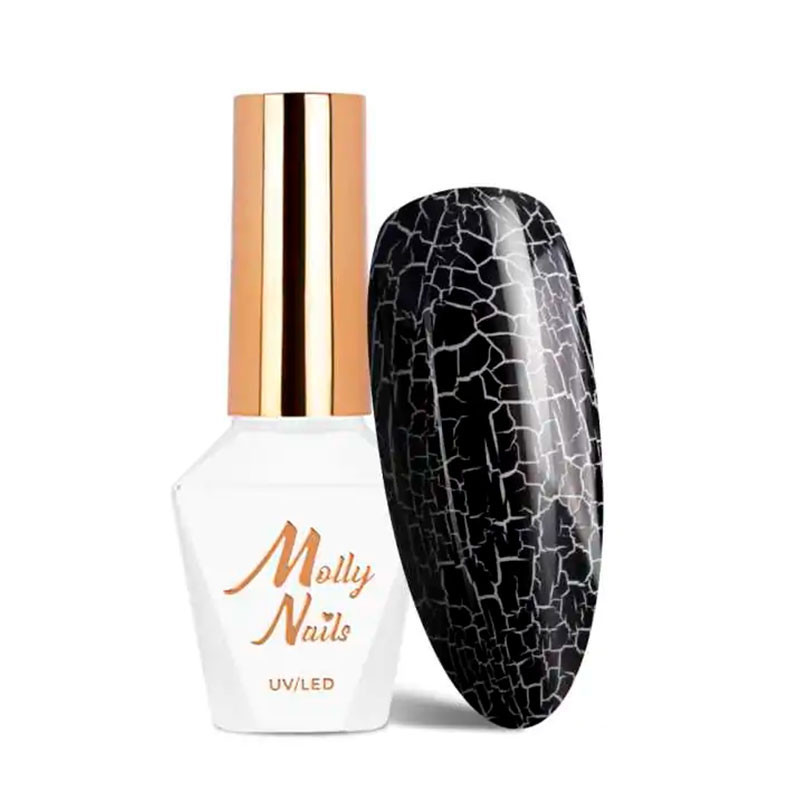 Гель - лак с эффектом потрескивания Molly Nails чёрный- 8 g