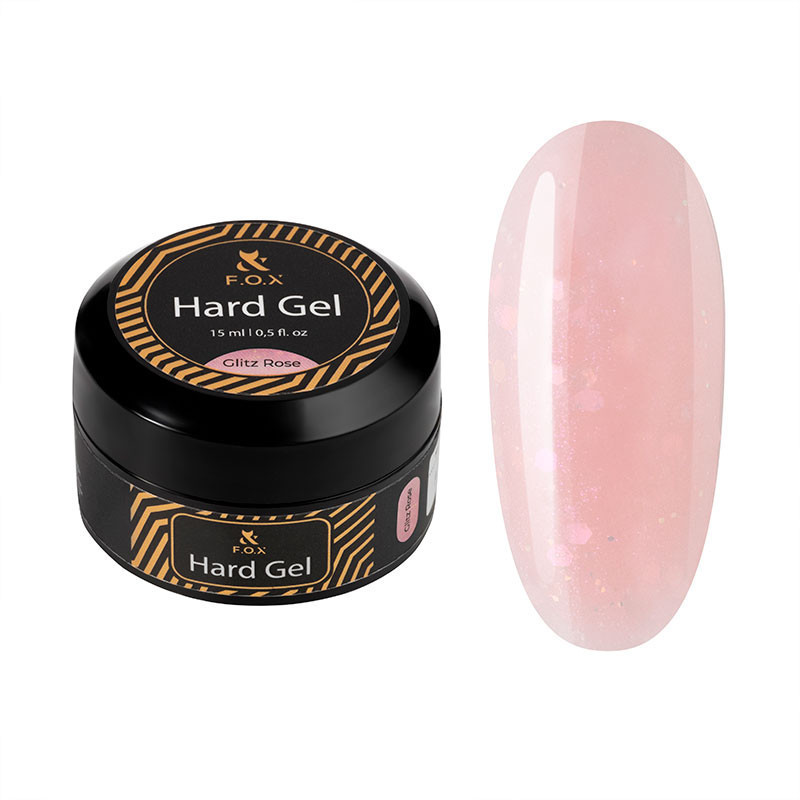 Гель для наращивания ногтей - Hard gel F.O.X - Glitz Rose -15 мл