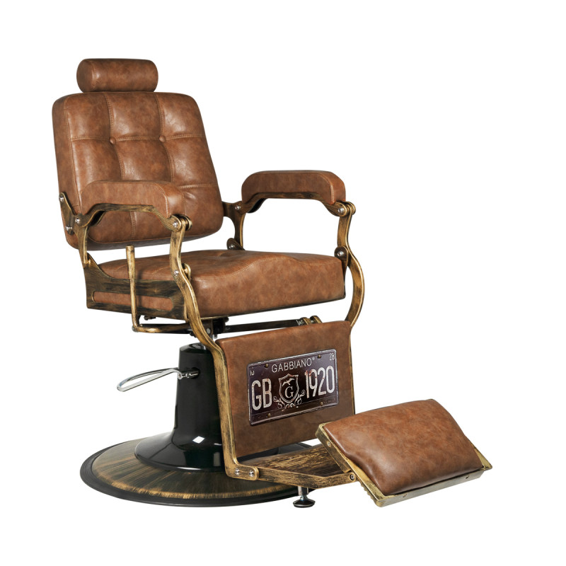 Gabbiano barber chair boss old leather light brown