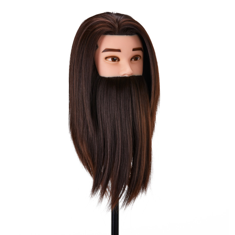 Gabbiano WZ4 training head with beard, synthetic hair, color 4, length 8"+6"