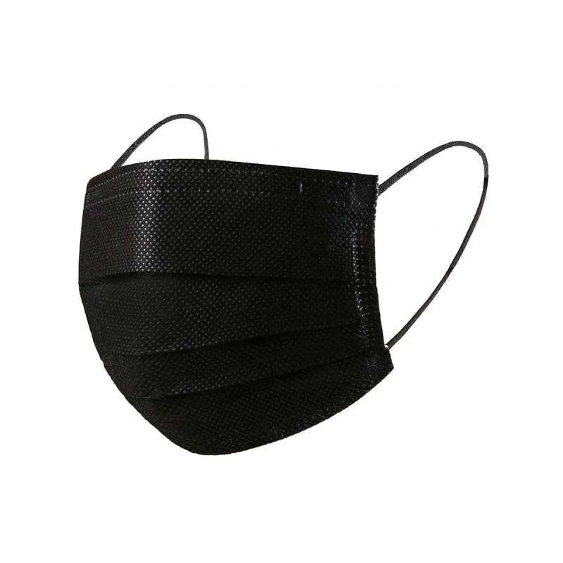 3-PLY DISPOSABLE FACE MASKS, BLACK, 50 pcs
