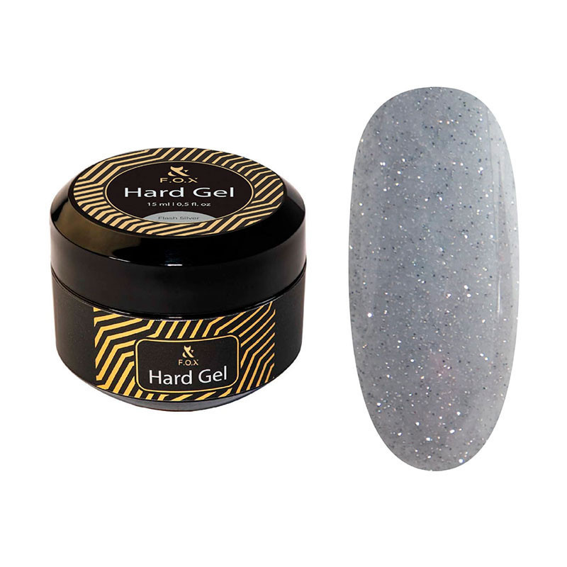 Гель для наращивания ногтей - Hard gel F.O.X - Flash Silver - 15 мл