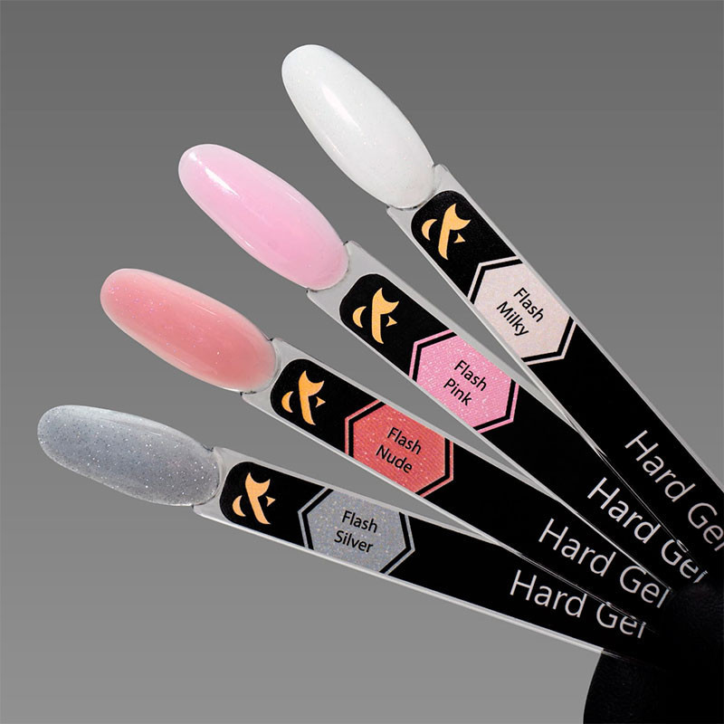 Гель для наращивания ногтей - Hard gel F.O.X - Flash Silver - 15 мл