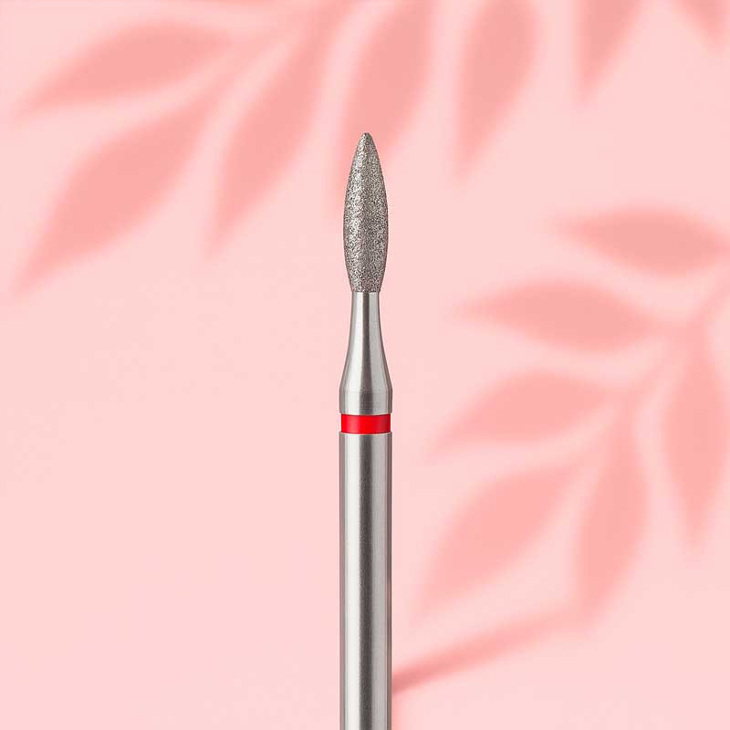 Алмазная фреза для маникюра "Пламя" - Orange Beauty Tools - Красная - 2.2*7.5 мм