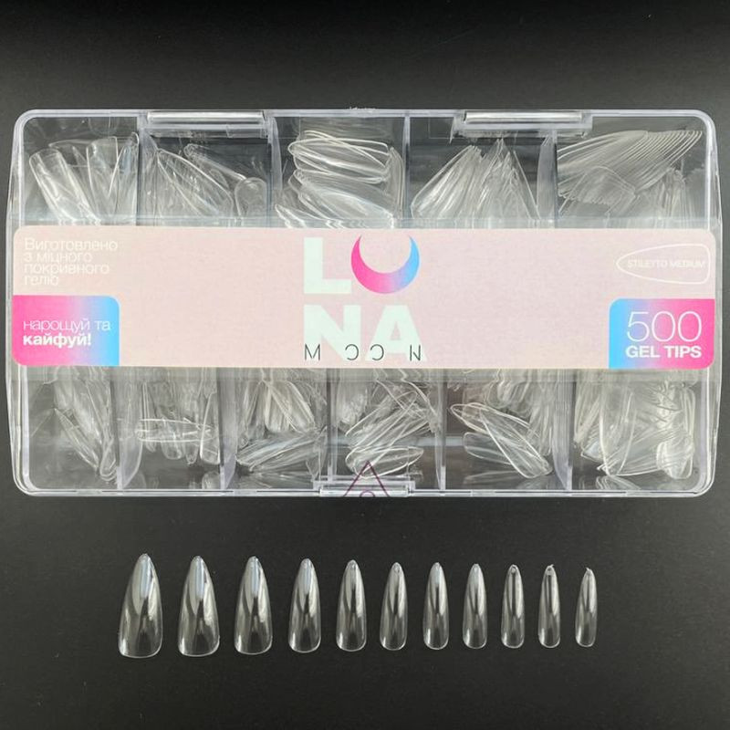 Гелевые типсы – LunaMoon Stiletto Medium – 500 шт