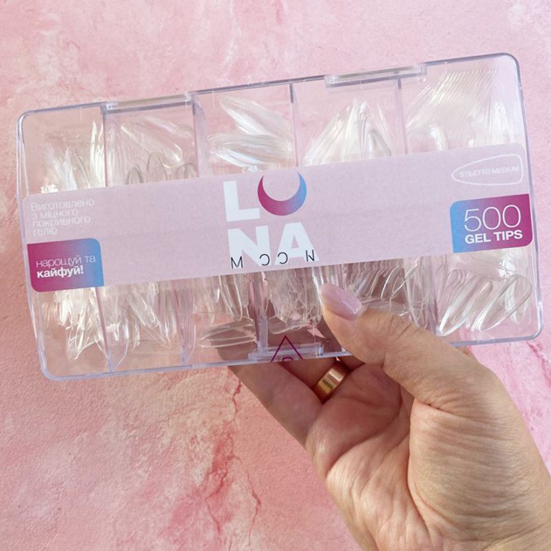 Gel-Nageltips – LunaMoon Stiletto Medium – 500 Stk